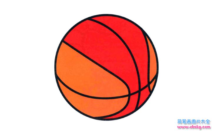 彩色简笔画篮球的图片教程