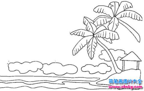 椰子树风景简笔画