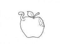 教你画幼儿苹果：长虫的苹果简笔画