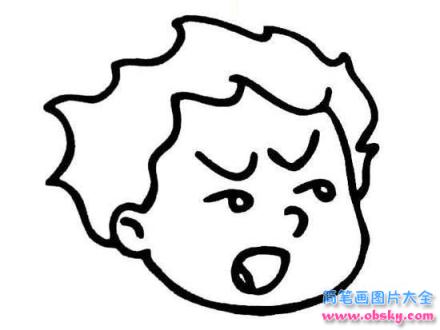 生气的人物脸部表情简笔画