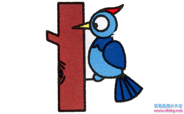 简笔画啄木鸟的具体步骤图示