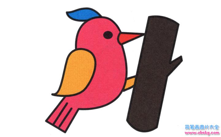 简笔画啄木鸟的具体步骤图示