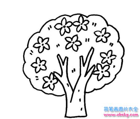 简笔画春天的桃花树的具体画法步骤图片教程