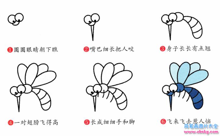 简笔画蚊子的具体步骤图示