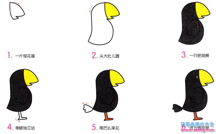 简笔画小乌鸦的具体步骤图示