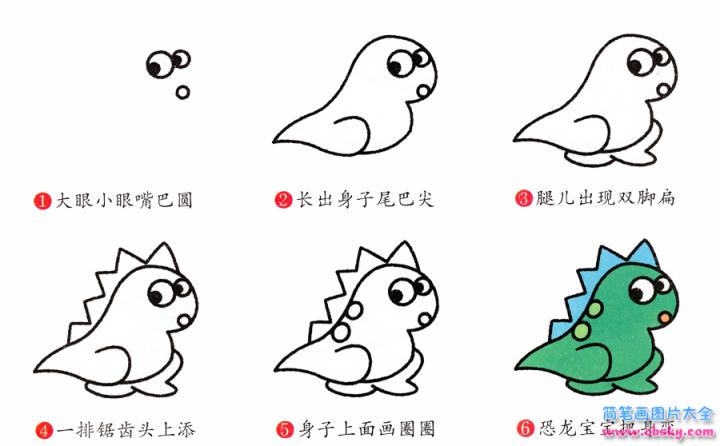 简笔画恐龙宝宝的具体步骤图示