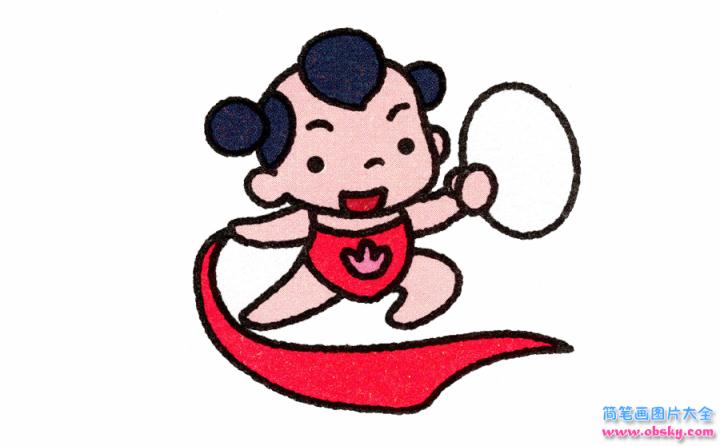 简笔画哪吒的具体步骤图示