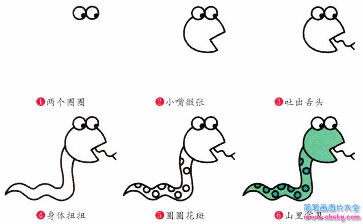 简笔画蛇的具体步骤图示