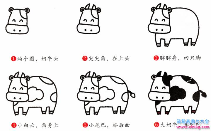 简笔画奶牛的具体步骤图示