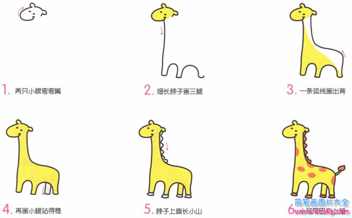简笔画长颈鹿的具体步骤图示