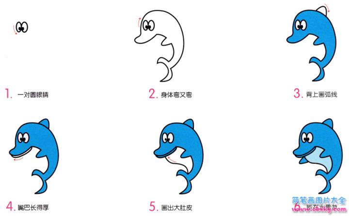 简笔画小海豚的具体步骤图示