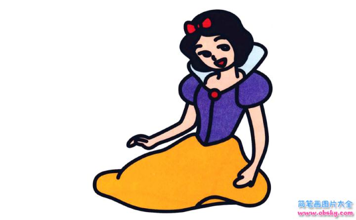 彩色简笔画白雪公主的图片教程