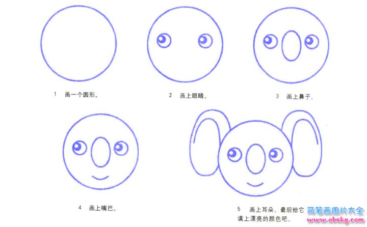 彩色简笔画树袋熊的图片教程