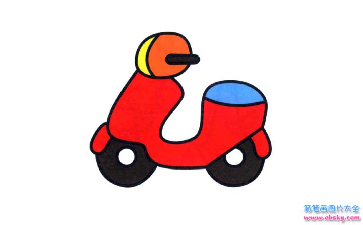 彩色简笔画摩托车的图片教程