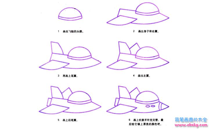 彩色简笔画飞船的图片教程