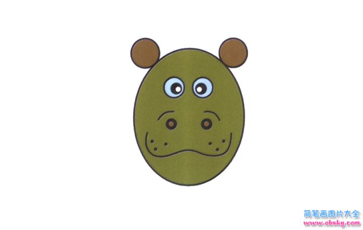 彩色简笔画河马的图片教程