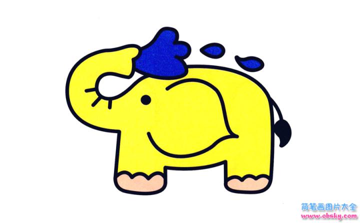 彩色简笔画大象的图片教程