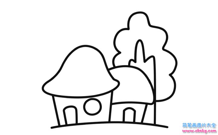 彩色简笔画小木屋的图片教程