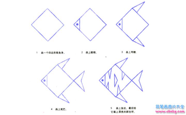 彩色简笔画花纹鱼的图片教程