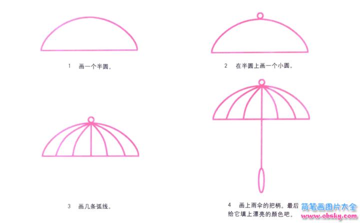 彩色简笔画雨伞的图片教程