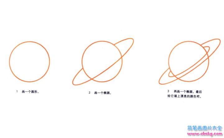 彩色简笔画土星的图片教程