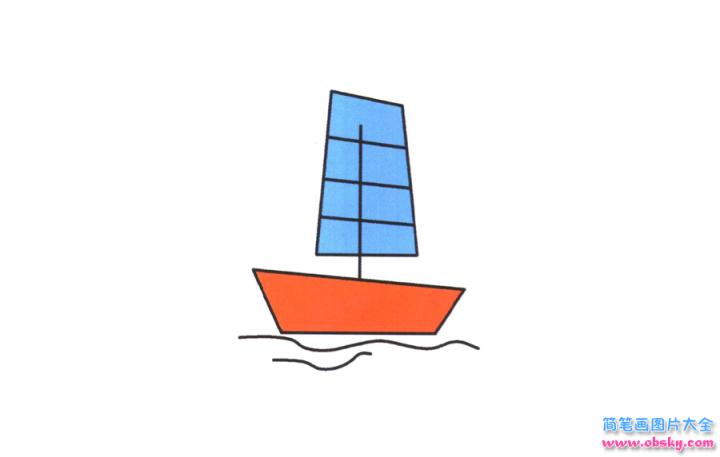 彩色简笔画帆船的图片教程