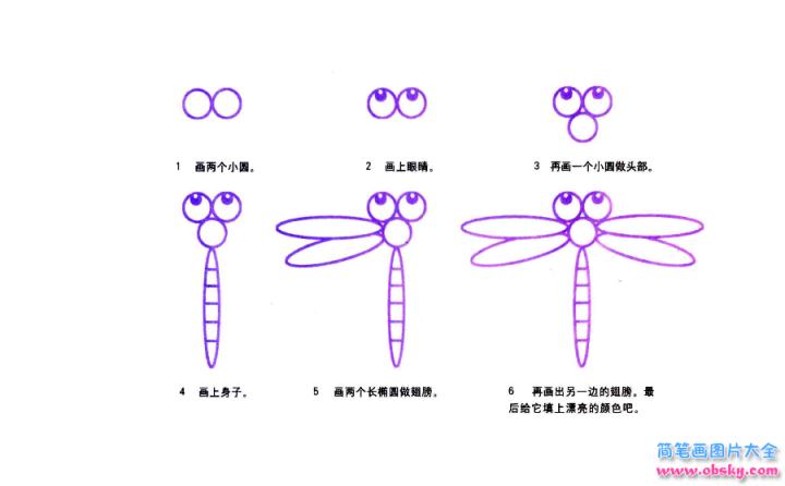 彩色简笔画蜻蜓的图片教程