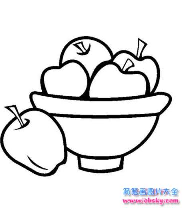 儿童苹果简笔画：一盘苹果