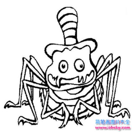 万圣节卡通蜘蛛简笔画图片