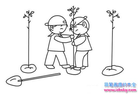 少儿植树节简笔画图片大全