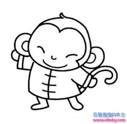 猴年春节吉祥物简笔画：可爱的猴子