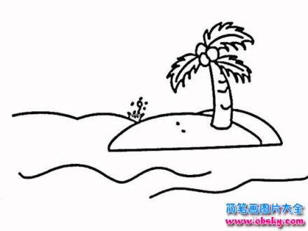 海岛椰树风景简笔画