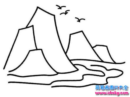 自然山水风景简笔画