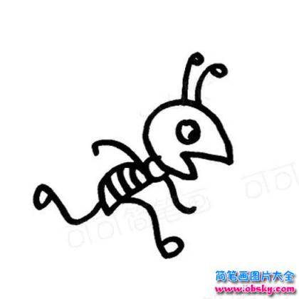卡通蚂蚁简笔画:奔跑的小蚂蚁