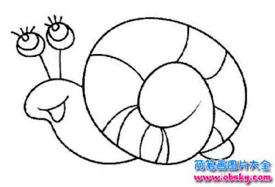 儿童可爱卡通蜗牛简笔画