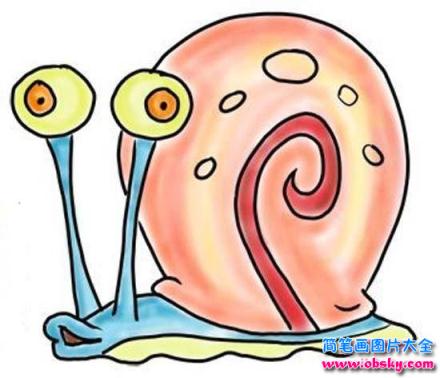 彩色卡通极速蜗牛简笔画图片