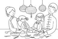 怎么画幼儿春节：吃年夜饭简笔画的教程