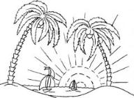 如何画海边椰子树风景简笔画