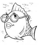 怎么画卡通鱼：戴眼镜的鱼简笔画