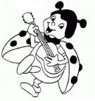 怎么画卡通：弹吉它的七星瓢虫简笔画