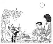 怎么画关于中秋节的：一家人团圆话中秋简笔画的教程