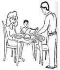 怎么画感恩节主题：一家人吃火鸡大餐简笔画的教程