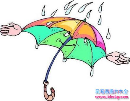 卡通雨伞简笔画