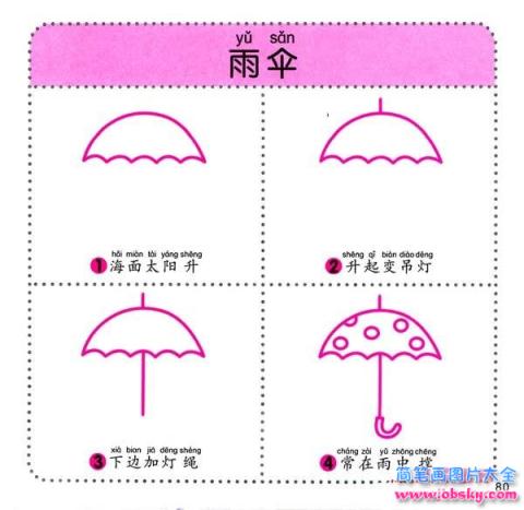 幼儿雨伞简笔画画法