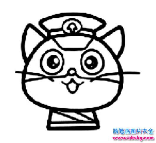 少儿可爱的黑猫警长头像简笔画图片