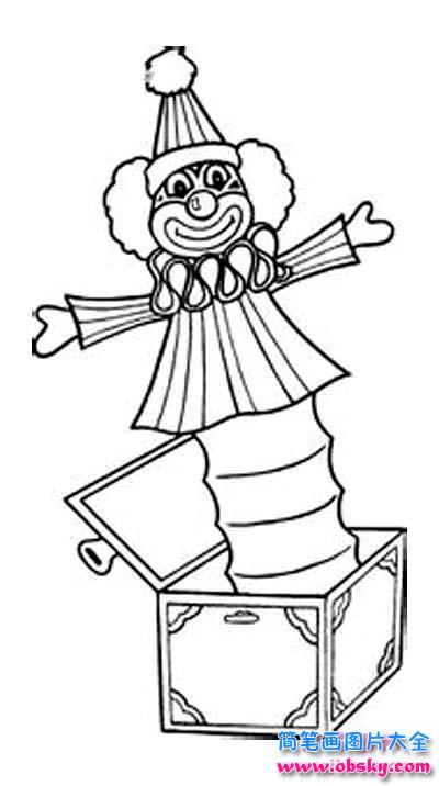 弹簧小丑盒简笔画图片