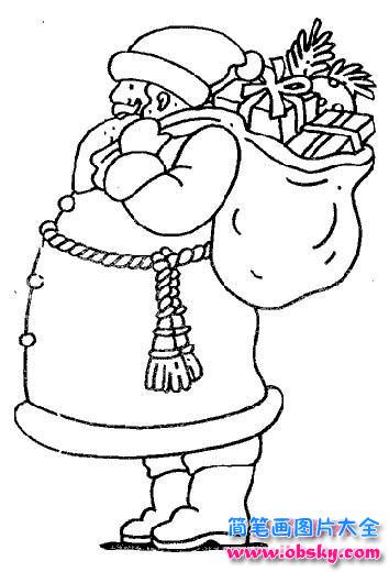 幼儿人物简笔画：提着礼物的圣诞老人