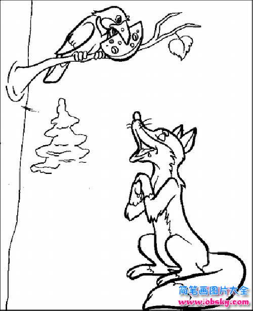 幼儿关于狐狸与乌鸦简笔画图片
