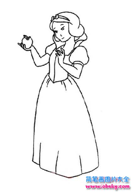 吃苹果的白雪公主简笔画图片