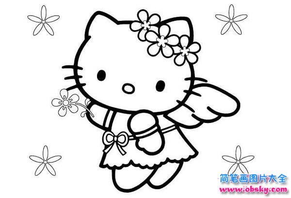 幼儿凯帝猫简笔画图片：天使凯帝猫